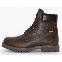 Ботинки Timberland Supreme x 6 Inch Premium Waterproof Boot Embossed Diamond Plate Brown