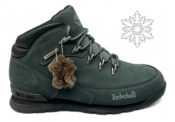 Полуботинки Timberland Euro Sprint 2 Hiker Deep Green Black с мехом
