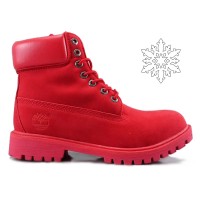 Timberland ботинки 10061 красные зимние с мехом (36-40)