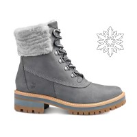 Женские ботинки Timberland Courmayeur Valley серые кожаные зимние