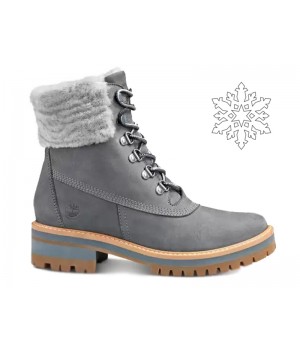 Женские ботинки Timberland Courmayeur Valley серые кожаные зимние