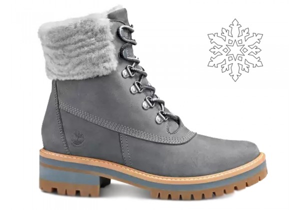 Женские ботинки Timberland Courmayeur Valley серые кожаные зимние