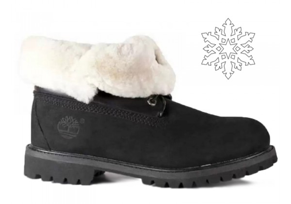 Timberland Roll-Top Black черные зимние с мехом