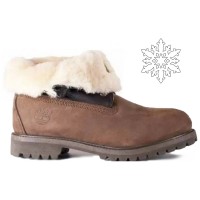 Женские Timberland Roll-Top Brown коричневые зимние с мехом