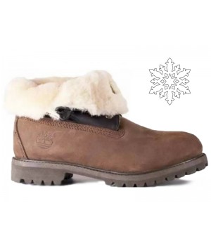 Женские Timberland Roll-Top Brown коричневые зимние с мехом