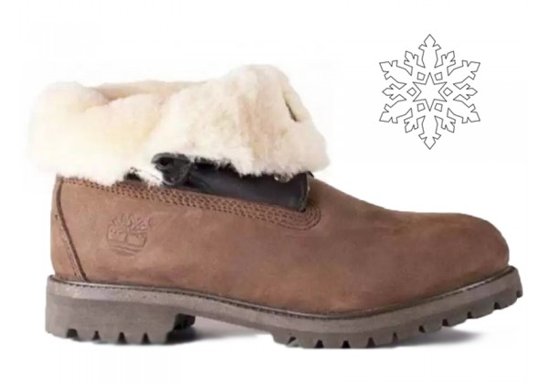 Женские Timberland Roll-Top Brown коричневые зимние с мехом