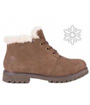 Мужские ботинки Timberland 10061 Brown Shot коричневые зимние с мехом