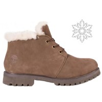 Мужские ботинки Timberland 10061 Brown Shot коричневые зимние с мехом