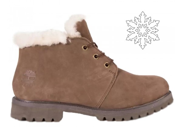 Мужские ботинки Timberland 10061 Brown Shot коричневые зимние с мехом