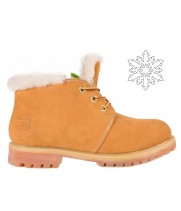 Мужские ботинки Timberland 10061 Yellow Shot желтые зимние с мехом