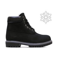 Ботинки Timberland 17061 Black зимние с белым мехом