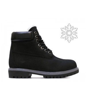 Ботинки Timberland 17061 Black зимние с белым мехом