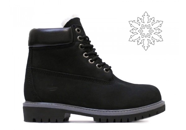 Ботинки Timberland 17061 Black зимние с белым мехом