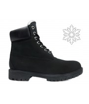 Timberland 6 Inch Premium Boot WP Black с белым мехом