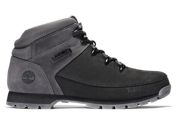 Timberland Euro Sprint Mid Hiker Mountain Boots Black Grey Nubuck