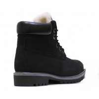 Ботинки Timberland 17061 Black зимние с белым мехом