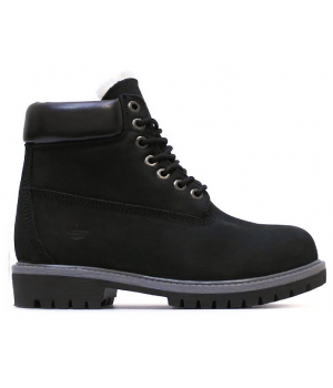 Ботинки Timberland 17061 Black зимние с белым мехом