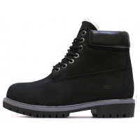 Ботинки Timberland 17061 Black зимние с белым мехом