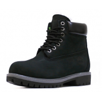 Ботинки Timberland 17061 Black зимние с белым мехом