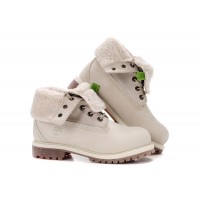 Timberland Teddy Fleece Fold-Down WP Ankle Boot Winter White Белые