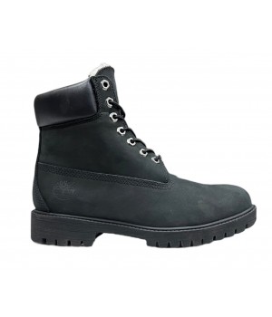 Timberland 6 Inch Premium Boot WP Black с белым мехом