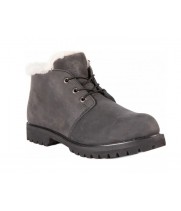 Мужские ботинки Timberland 10061 Black Shot серые зимние с мехом