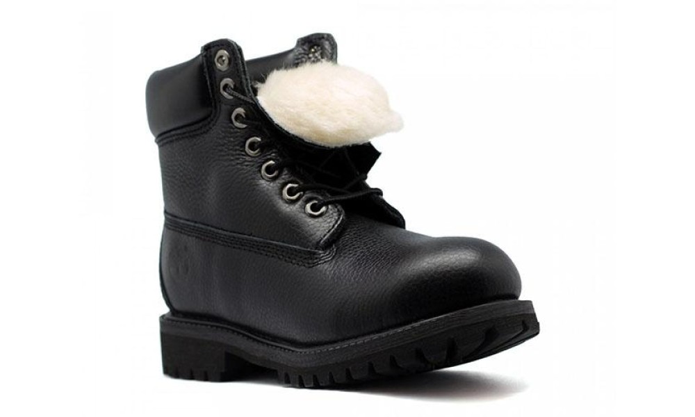 Timberland ботинки 10061 черные зимние с мехом